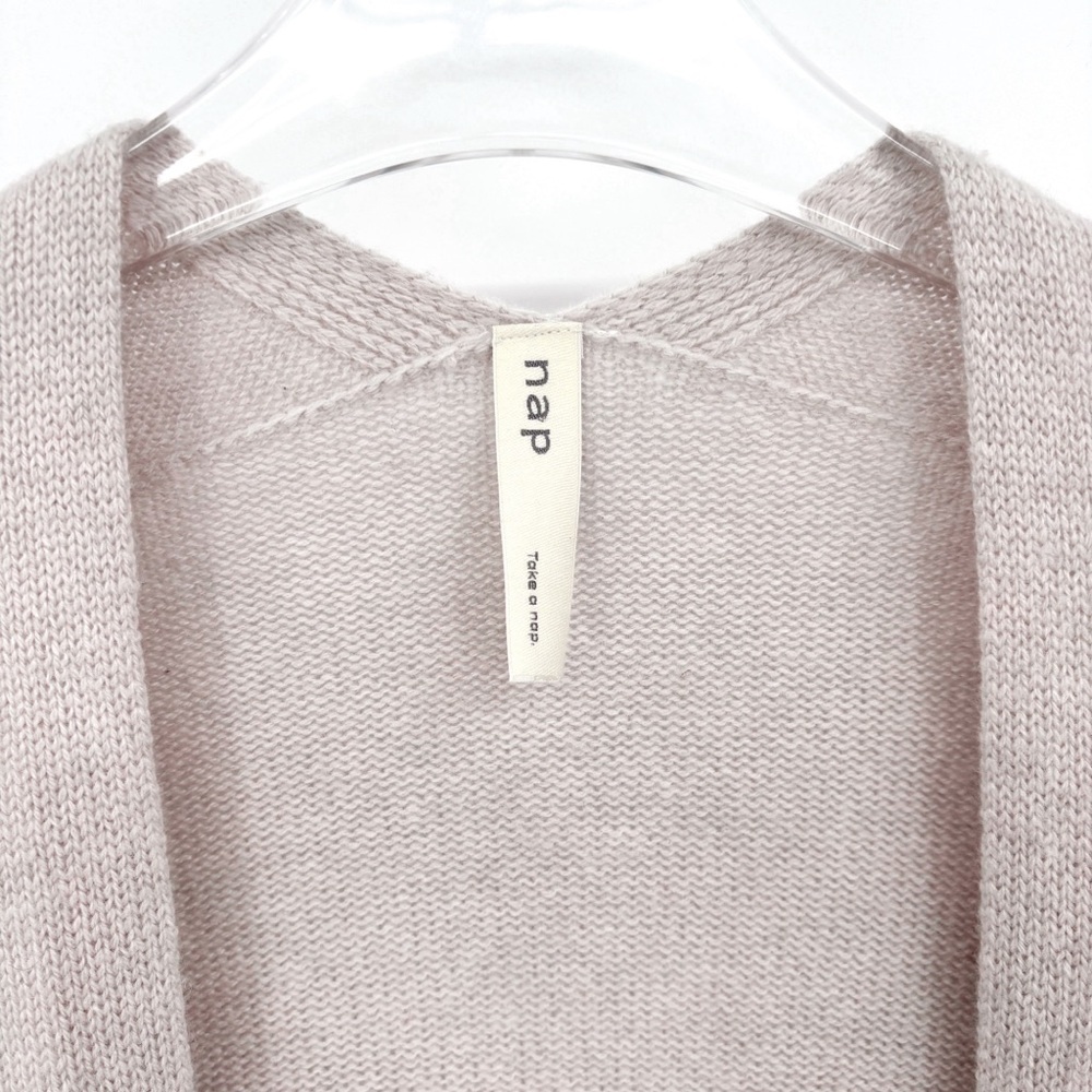 NAP 100% Wool Longline Open Cardigan in Beige S - Picture 7 of 10